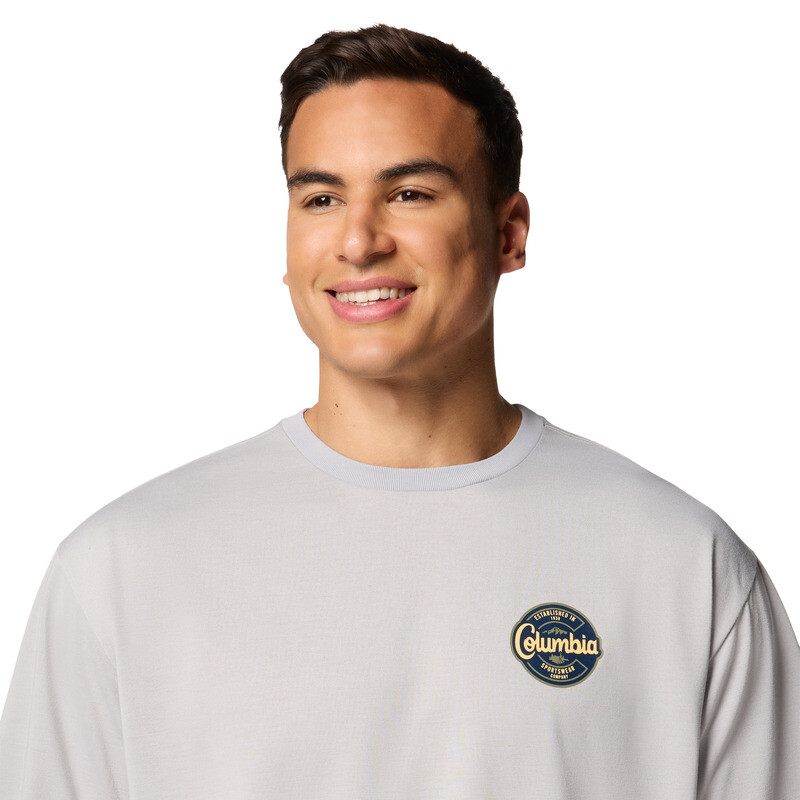 Cedar Trail™ Graphic Tee - White, Button Stamp Scripted COLUMBIA GREY H