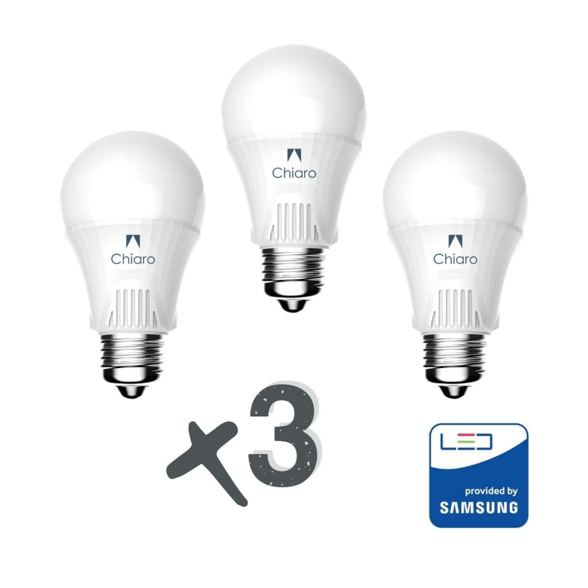 Pack x 3 lámparas led estándar 7w E27 CHIP SAMSUNG - Luz cálida 
