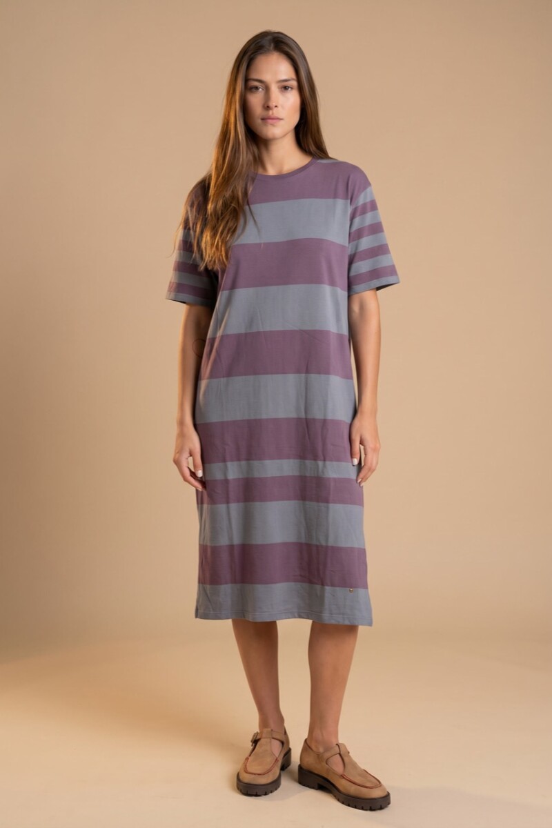 Vestido Tejido A Rayas Lavanda