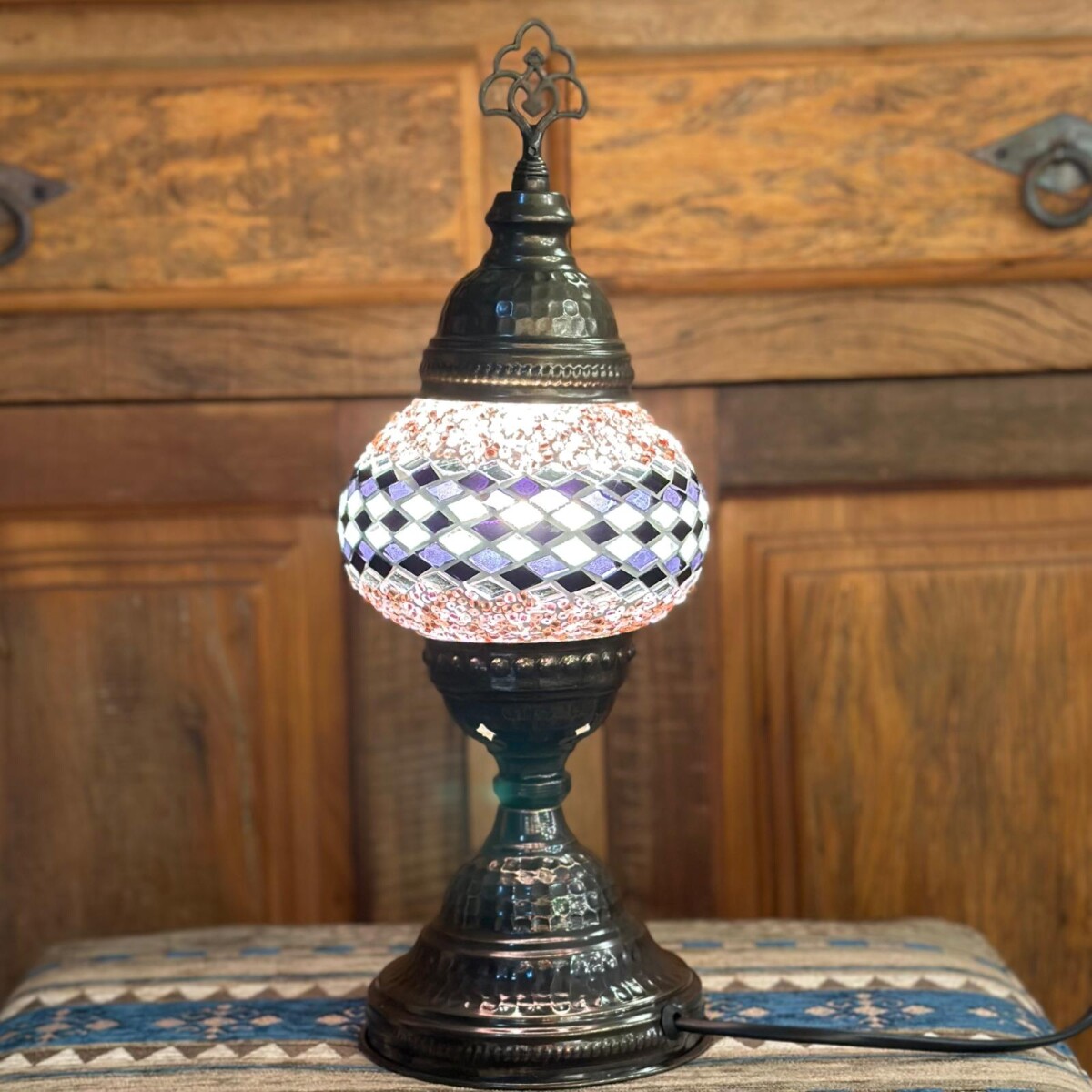 Lámpara vitraux de mesa violeta TM12 