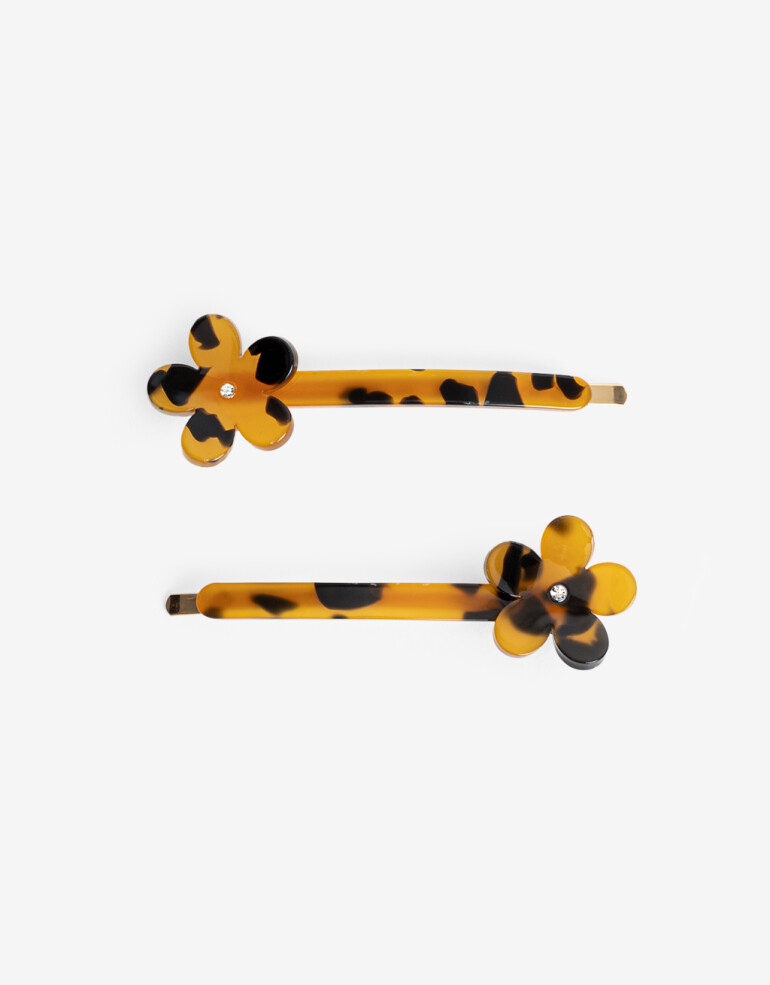 Horquillas con Accesorios Carey Horquilla De Acrilico Con Flores Incrustadas. - Marron Carey