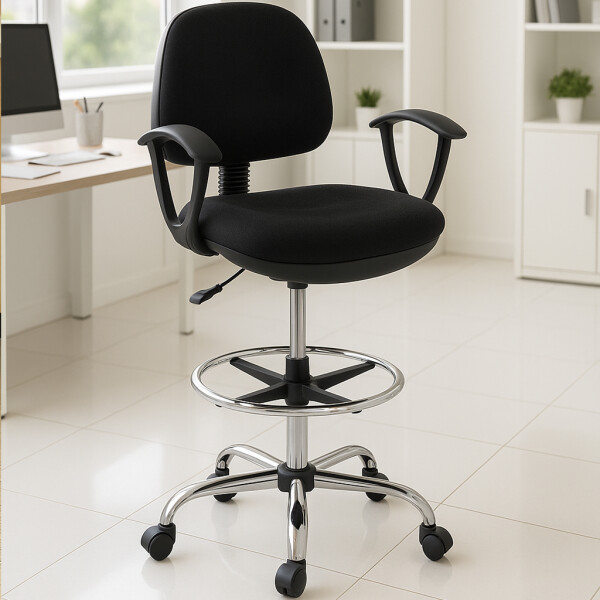 Silla alta de cajero Negro