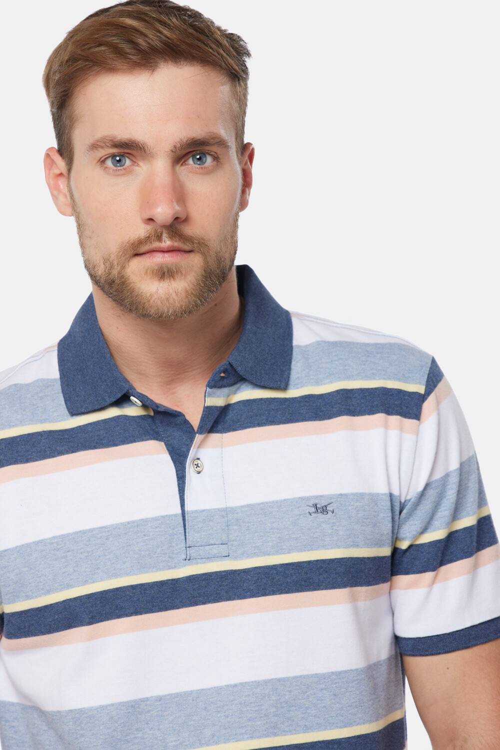 REMERA POLO JERSEY RAYADA Azul