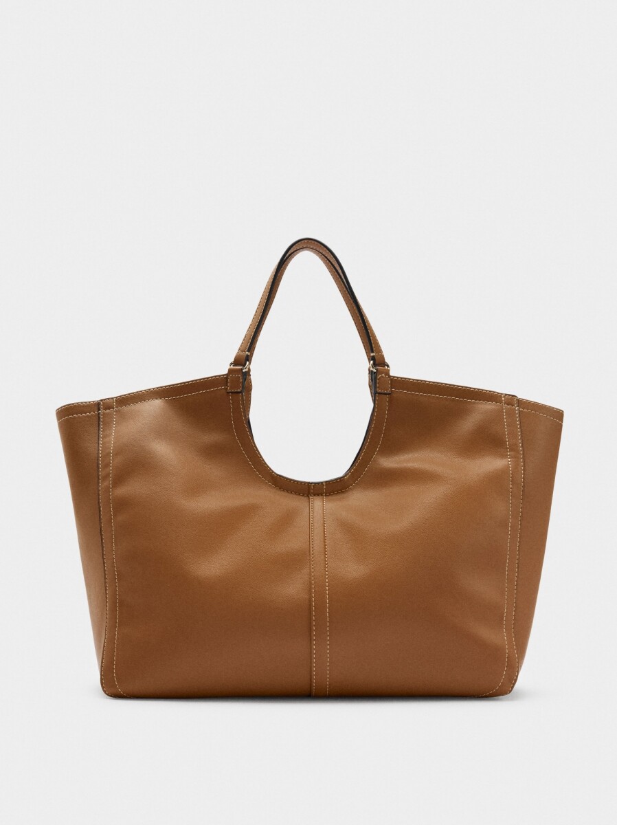 Bolso Shopper Liso Con Bolsa - camel 