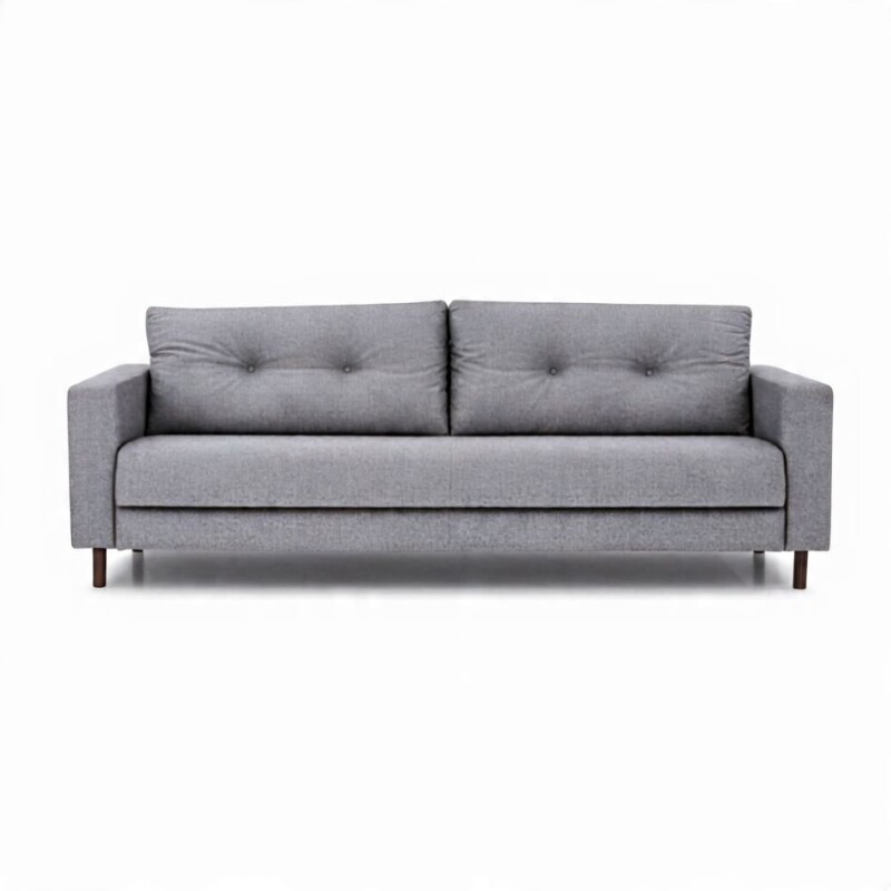 Sofa 4 cuerpos tela Gris Brillo con respaldo semi capitoneado Sofa 4 cuerpos tela Gris Brillo con respaldo semi capitoneado
