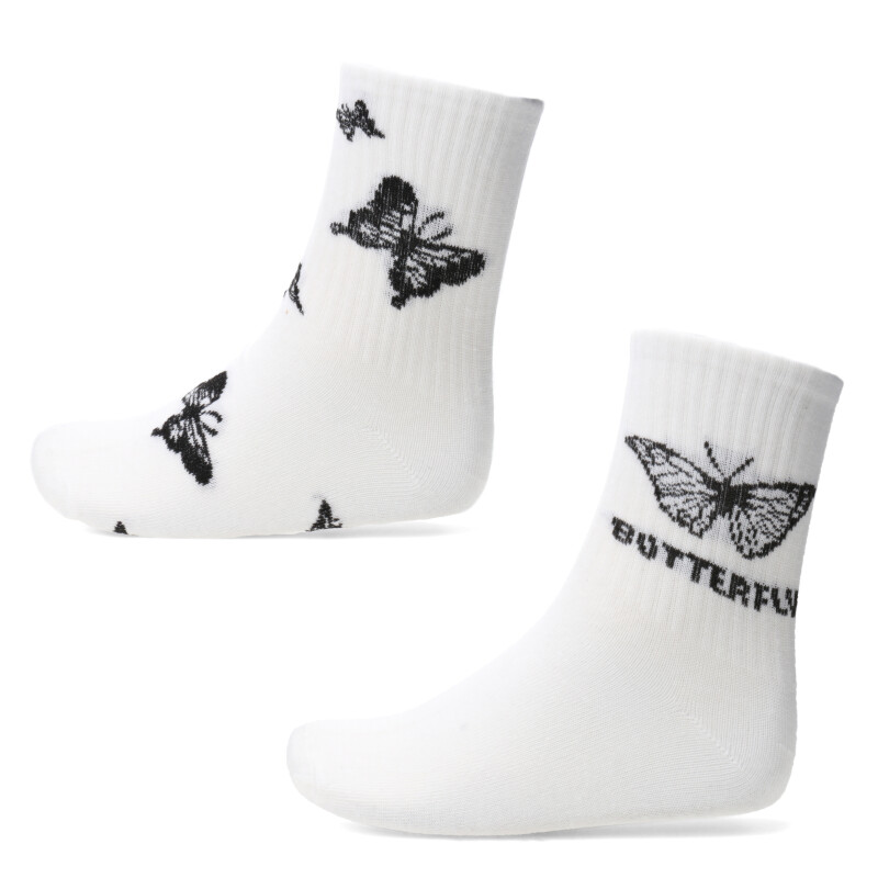 Medias Infantiles N+ Mariposa Blanco - Negro