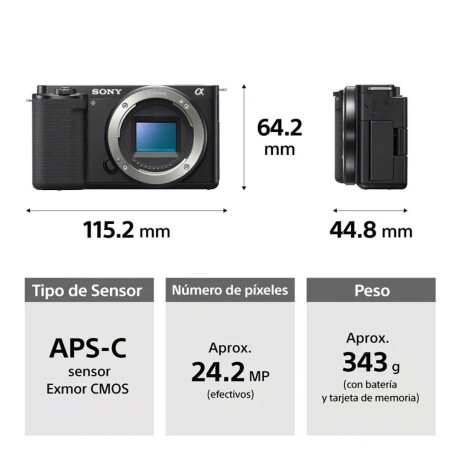Cámara de Fotos Sony Mirrorless APSC Blogger ZV-E10L