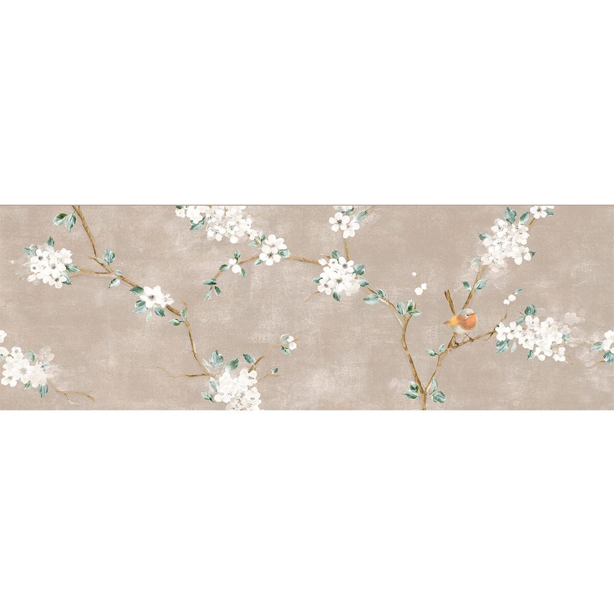 Ceramica Taupe Decorada Flores 40X120Cm Pared 