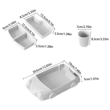 Set de Comida Bebé Diseño Auto c/ Platos y Vaso en Plástico Rosa