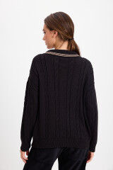Sweater Trenzado Negro/Vison
