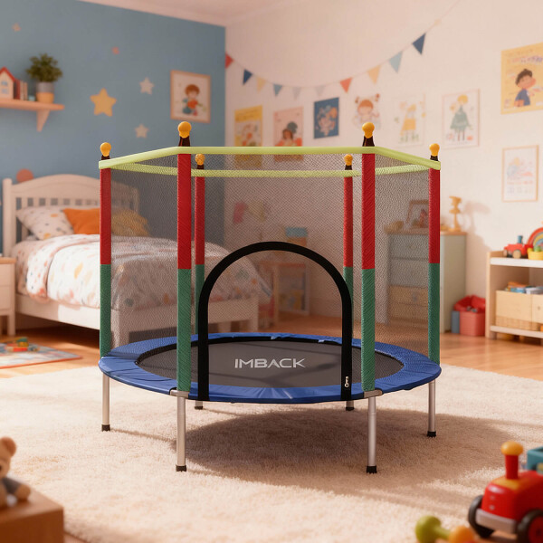 Cama Elastica de 1.40M Trampolin Saltarin con Red Proteccion y refuerzo seguridad IMBACK Color Azul Cama Elastica de 1.40M Trampolin Saltarin con Red Proteccion y refuerzo seguridad IMBACK Color Azul