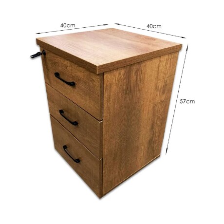 Cajonera con Llave de Madera Melaminico x3 cajones Negro
