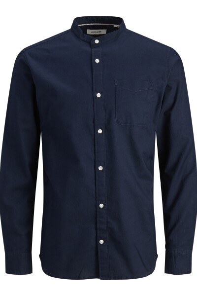 Camisa Oxford Cuello Mao Y Bolsillo Frontal Navy Blazer
