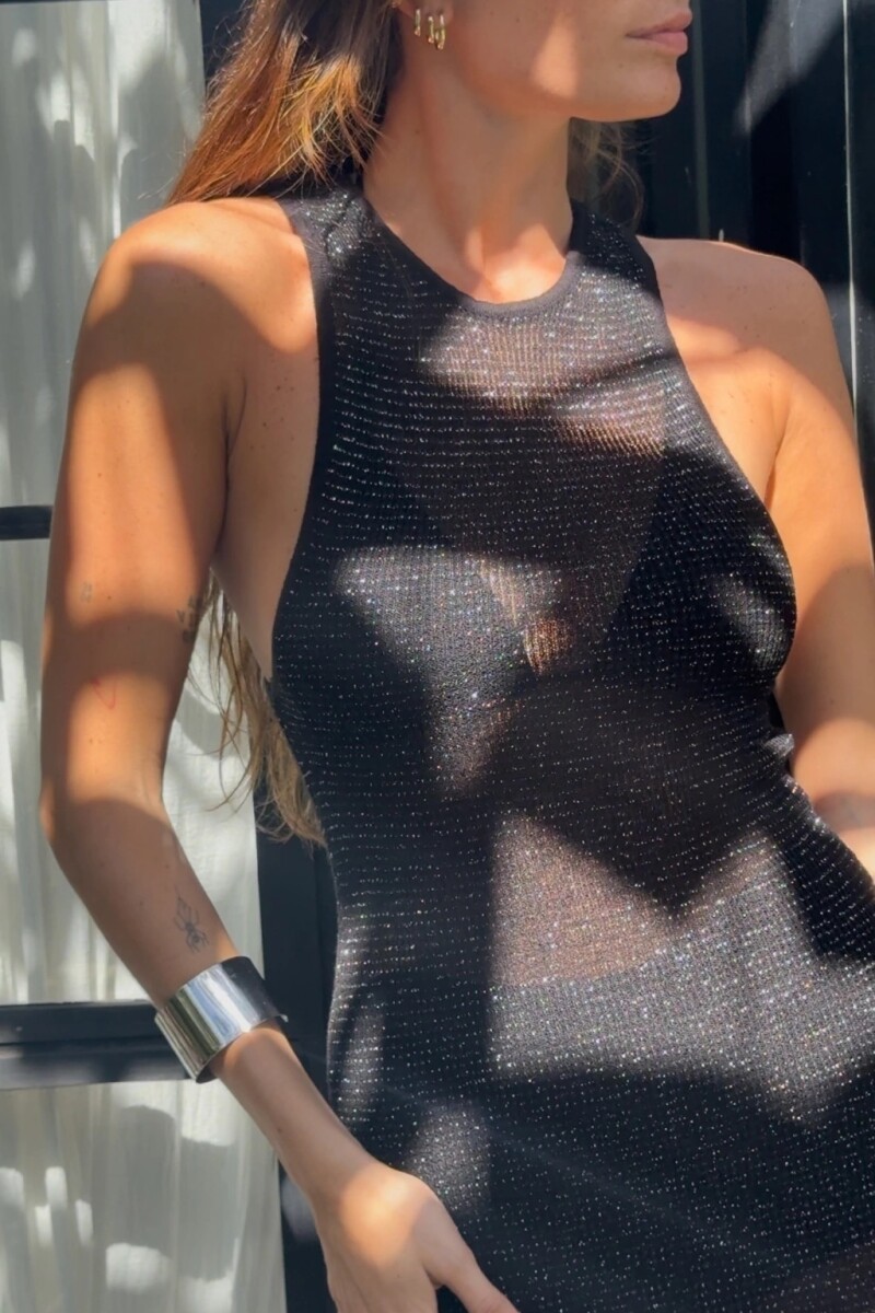 VESTIDO TEJIDO LOBO Negro