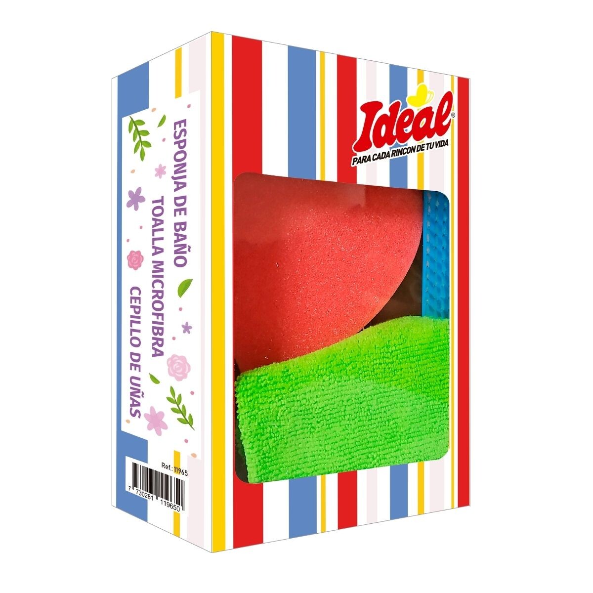 Pack Ideal Esponja de Baño + Toalla + Cepillo para Uñas 