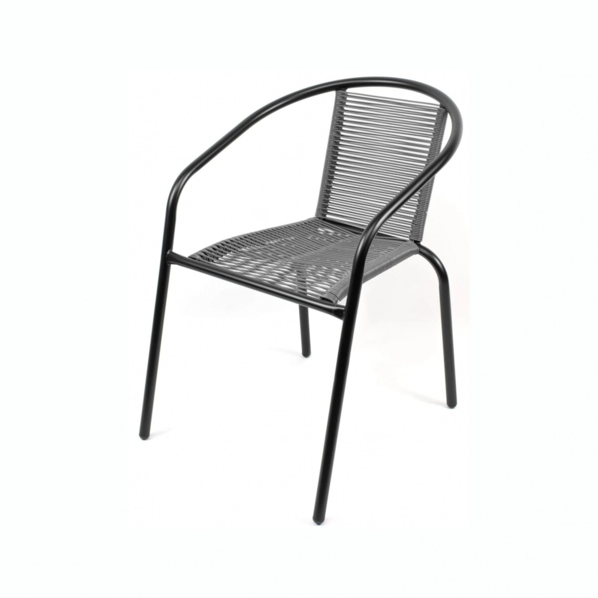 Silla De Jardín Símil Rattan RUSTICO SC-039R Estructura De Acero - Negro 