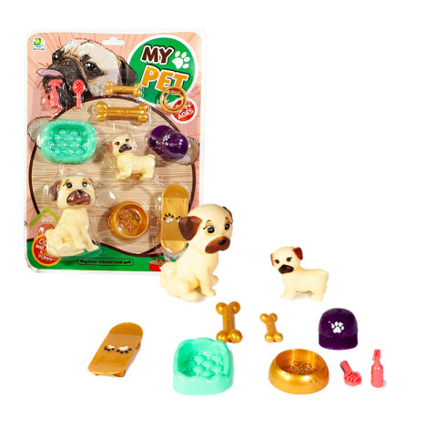 Perro y Cachorro En Blister con Accesorios 20*5*30cm Perro Y Cachorro En Blister Con Accesorios 20*5*30cm