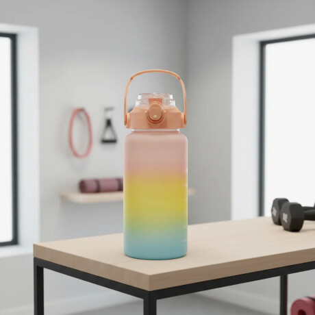 Botella Caramañola Agua 2Lt en Plástico con Sorbito y Manija Rosa