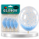 Globo Fessta Transparente con Pelotitas x4 Celeste