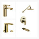 Juego De Griferia Completo. Incluye Ducha Embutida, Lavatorio Bajo Y Bidet Apertura En Frio, Oro Semi Mate Aqualia DORADO-BRUSHED GOLD
