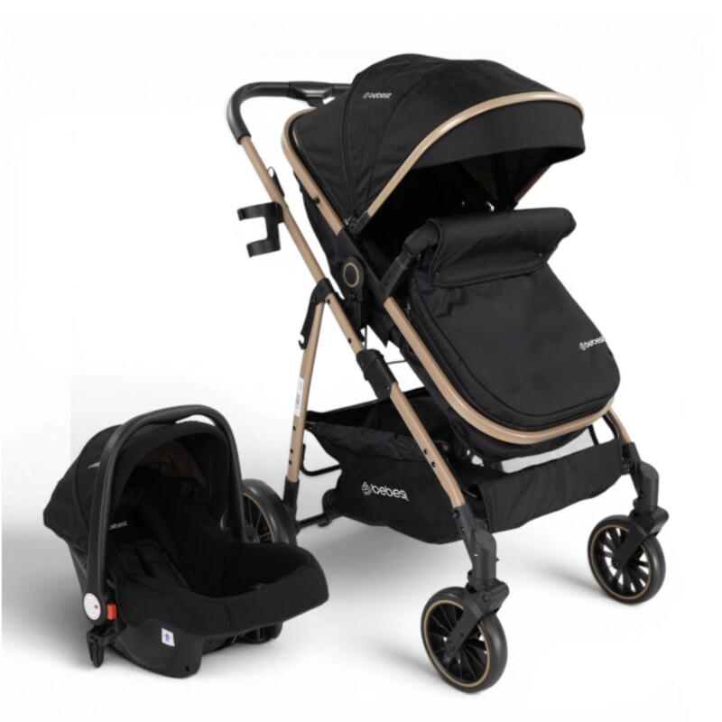 Coche de bebé Bebesit Travel System Jumbo con Baby Silla Negro