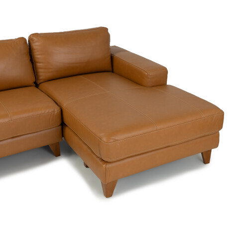 Rinconera Ambar - Cuero Básico - Chaise derecho Camel - (Preventa)