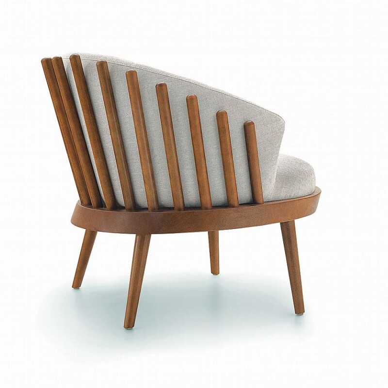 Poltrona FANE - Madera Cinamomo - Tela Tramada Gris Poltrona FANE - Madera Cinamomo - Tela Tramada Gris