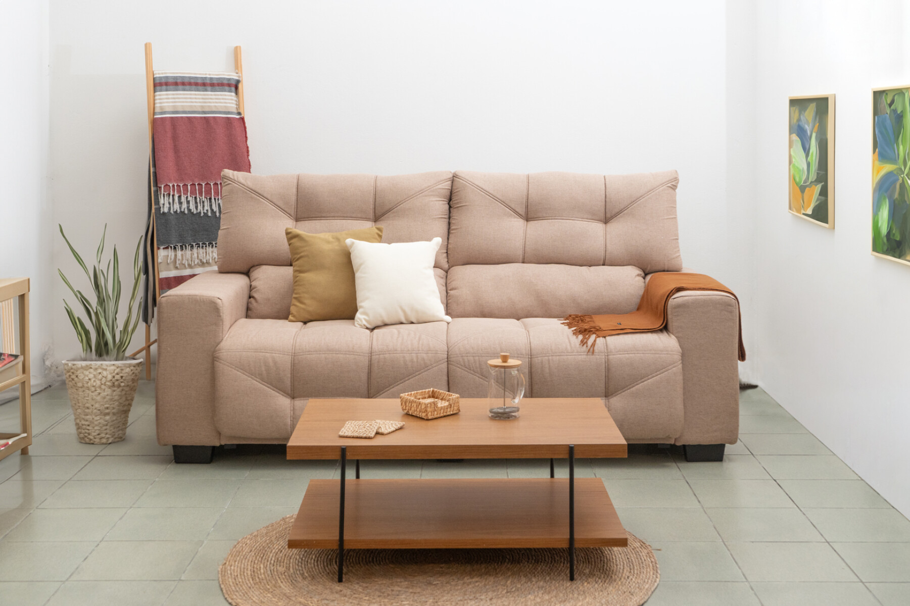 HELLEN- SOFA 3 CUERPOS LE MANS TELA MARRON CLARO 