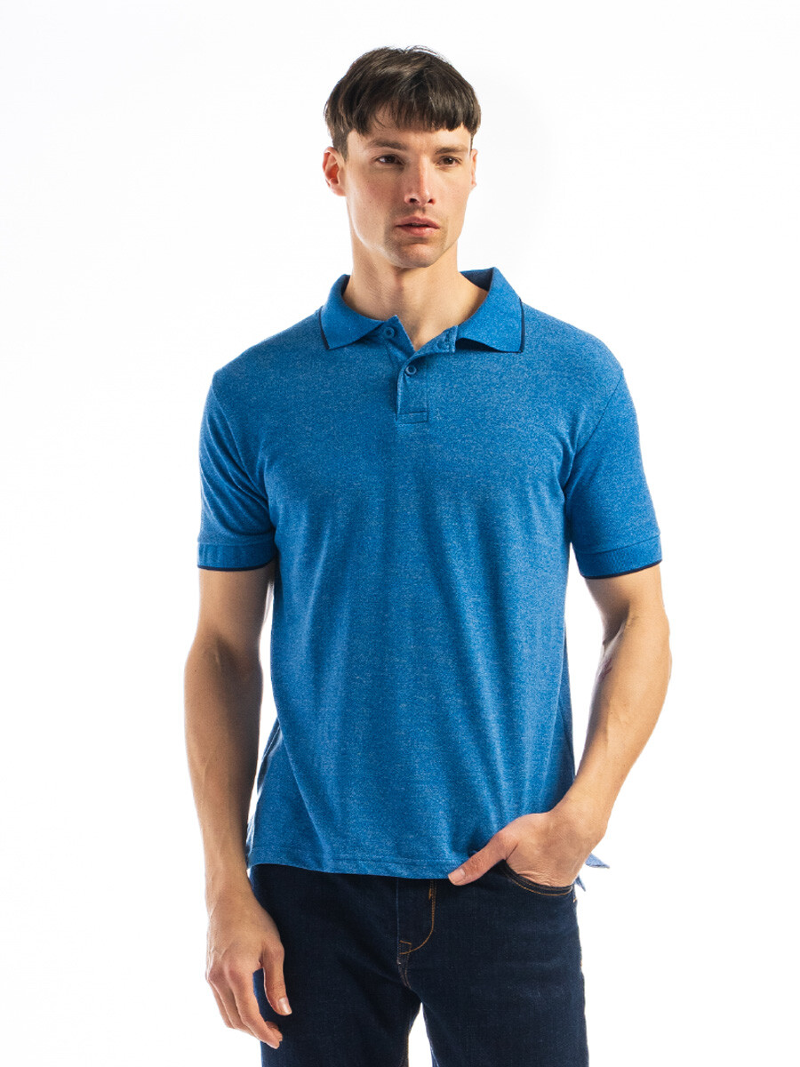 Remera Polo Algodón - FRANCIA MEL/ MARINO 