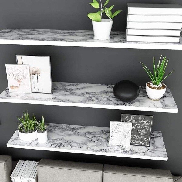 Papel Adhesivo Empapelar Lavable Símil Mármol 60 Cm Variante Mármol Oscuro