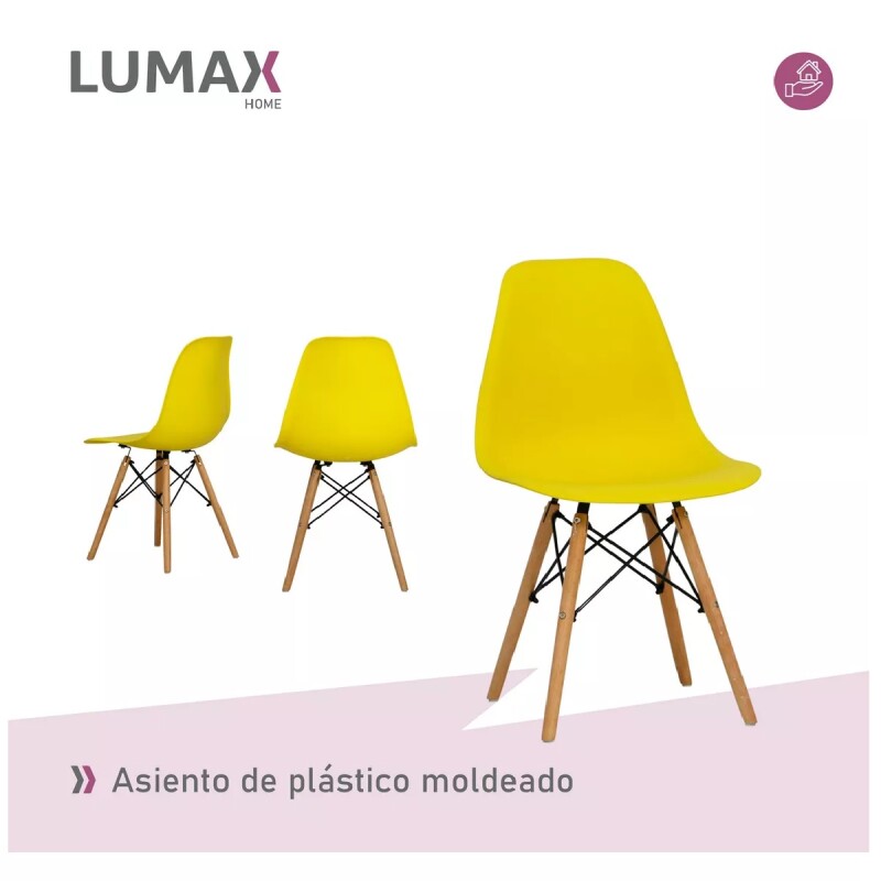 Pack 2 Sillas De Comedor Eames Lumax De Diseño Moderno Con Patas De Madera Amarillo