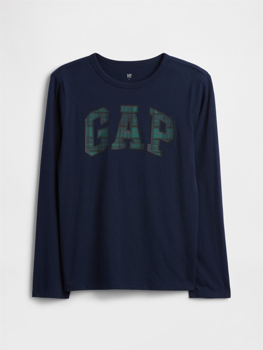 Remera Logo Gap Niño - Navy Plaid 