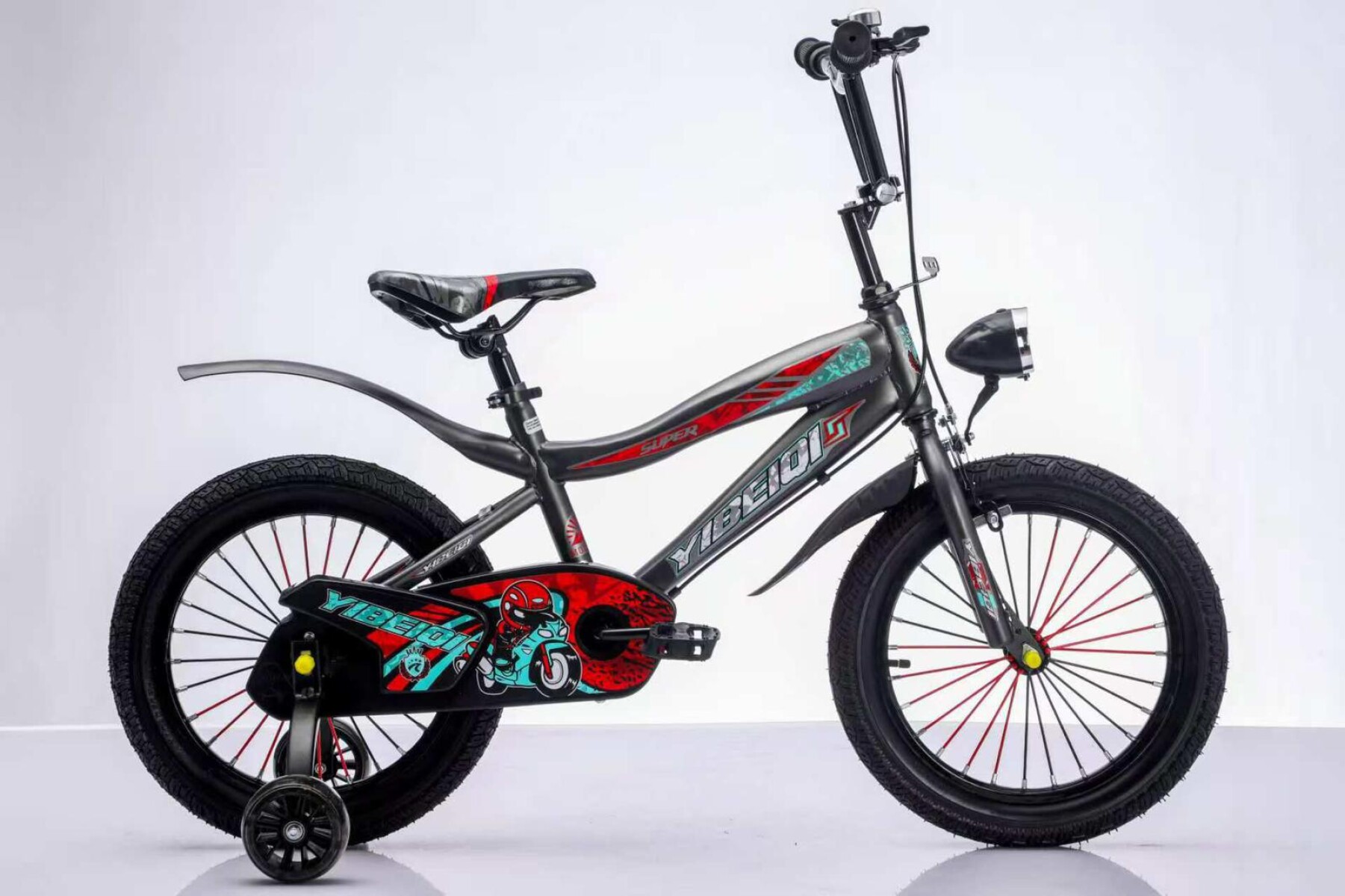 Bicicleta Fly Rodado 20 Rueditas Timbre Y Luz - Gris 