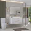 Mueble de baño Alice Suspendido 100cm Blanco con bacha de loza y botiquín Gabriela 90cm Blanco Mueble De Baño Alice Suspendido 100cm Blanco Con Bacha De Loza Y Botiquín Gabriela 90cm Blanco