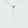 Colgante y cadena MOON Gota de cielo en plata 925 con zafiro y perla Colgante y cadena MOON Gota de cielo en plata 925 con zafiro y perla