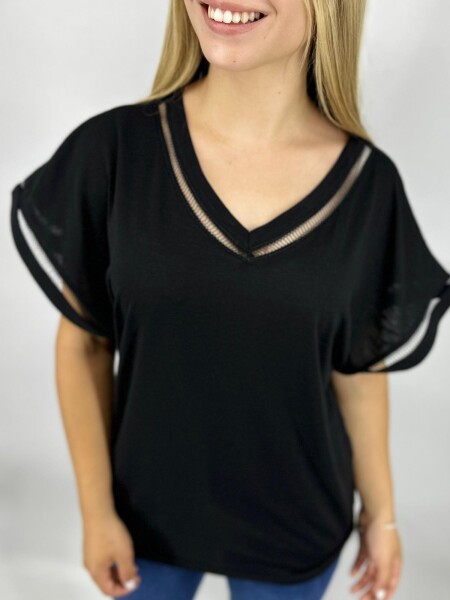 T-SHIRT SLOWLY S2408 NEGRO