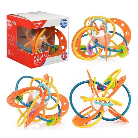 Sonajero Mordedor Mordillo Planetario Silicona Bebé Huanger Naranja