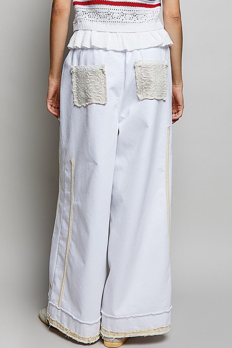 PANTALON DENIM PARCHES Blanco