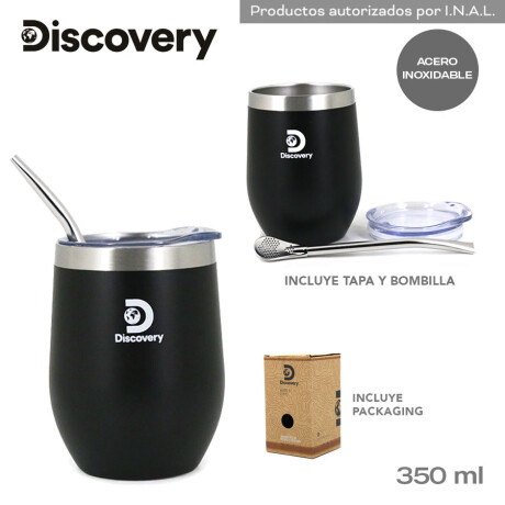 Mate de Acero Discovery con Tapa y Bombilla NEGRO