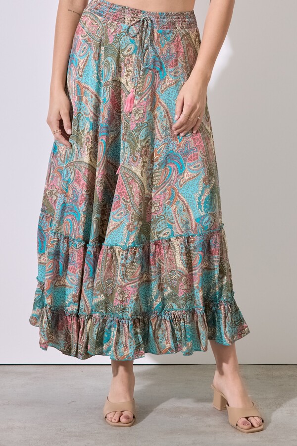 Falda Maxi Print MULTI/VERDE