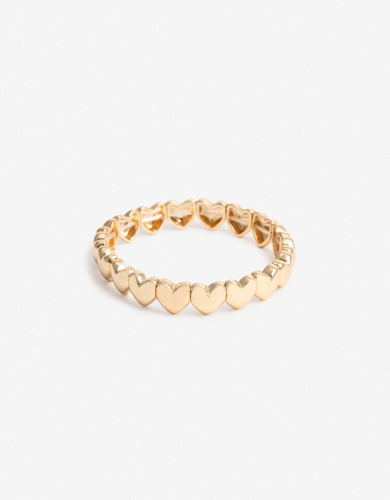 Pulseras Elásticas Metal Pulsera Elástica Corazón - Dorado