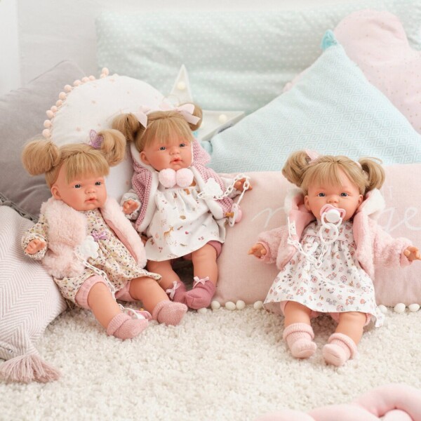 Muñeca Llorens Joelle Llorona Chaqueta Rosa Chupete Vestido Variante Modelo Joelle Rosa