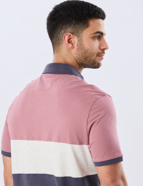 REMERA POLO RAYADA JERSEY Rosa
