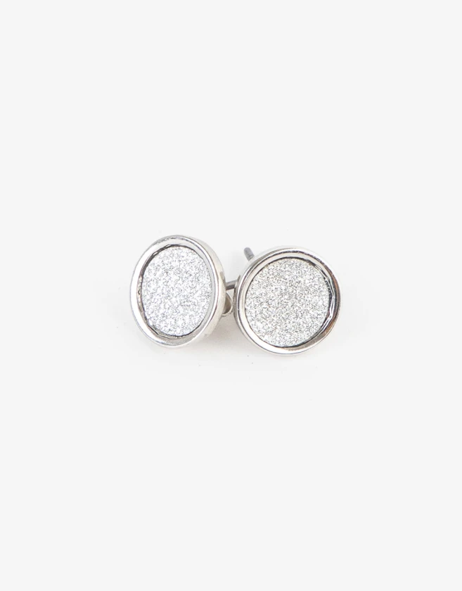 Aros Pasantes Con glitter Aros Con Glitter - Plateado