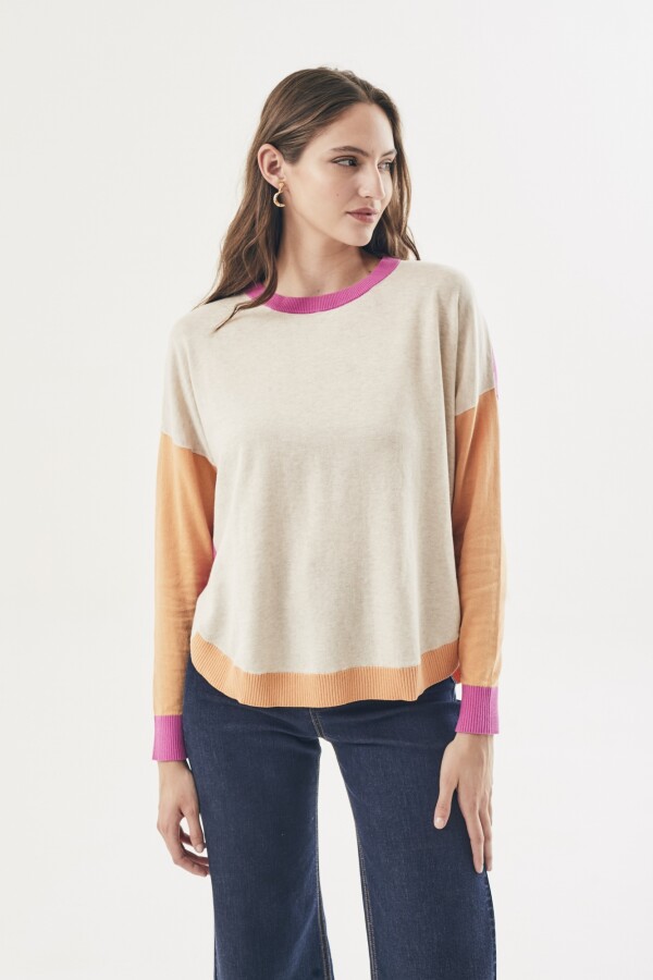 Sweater Color Block Fucsia