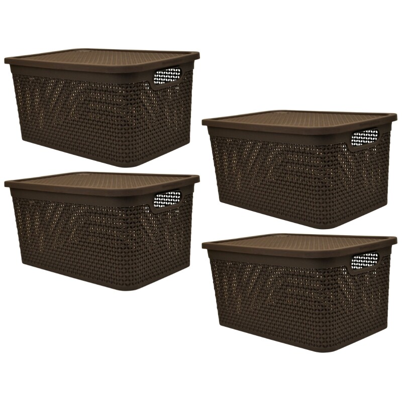 Set x4 Caja simil ratán 15 lts CHOCOLATE