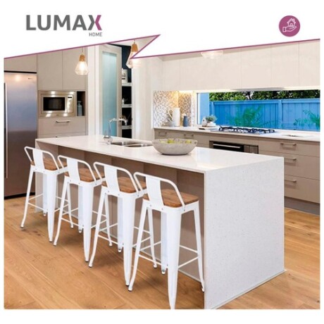 Pack 2 Taburetes Tolix con Respaldo y Asiento de Madera Lumax Blanco