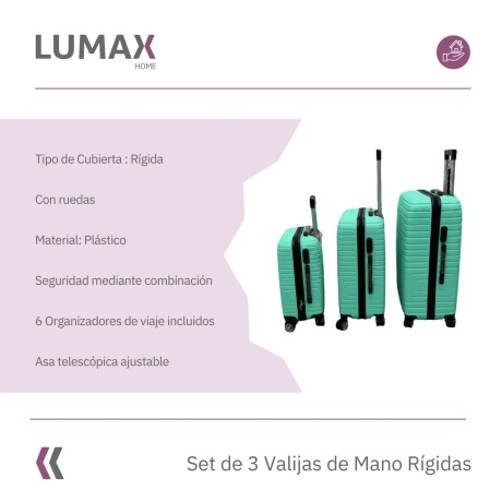 Set de 3 Valijas de Mano Rígidas Verde