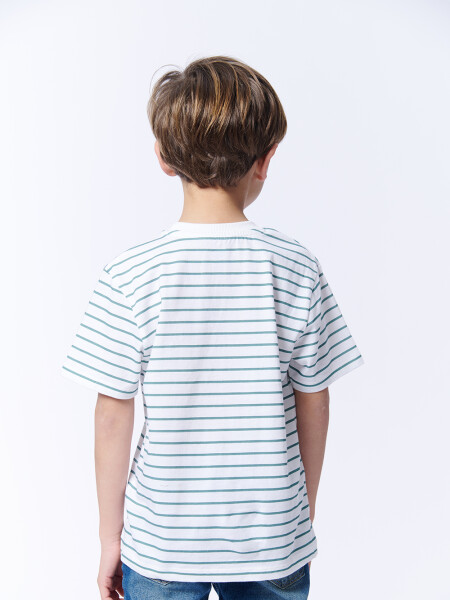 Remera estampa Rayas Blanco Y Verde
