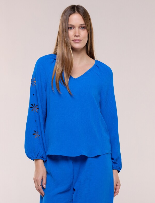 Blusa Con Calado Lateral Floral ROYAL